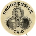 TAFT, VESSEY & CRAWFORD PROGRESSIVE TRIO SOUTH DAKOTA TRIGATE COATTAIL BUTTON.