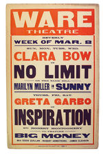 CLARA BOW – GRETA GARBO THEATRE WINDOW CARD PAIR.”