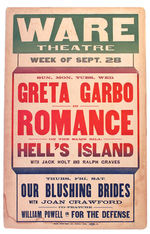 CLARA BOW – GRETA GARBO THEATRE WINDOW CARD PAIR.”