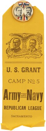 McKINLEY & ROOSEVELT US GRANT CAMP NO. 5 SACRAMENTO, CA JUGATE RIBBON.