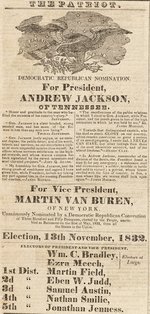 JACKSON & VAN BUREN 1832 BALLOT ON VERMONT PATRIOT AND STATE GAZETTE NEWSPAPER.