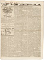 JACKSON & VAN BUREN 1832 BALLOT ON VERMONT PATRIOT AND STATE GAZETTE NEWSPAPER.