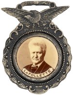 LaFOLLETTE REAL PHOTO BUTTON IN 1924 CAMPAIGN EAGLE WATCH FOB.