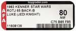 STAR WARS: RETURN OF THE JEDI (1983) - LUKE SKYWALKER (JEDI KNIGHT) 65 BACK-B AFA 80 NM (CLEAR BLISTER).