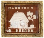 HARRISON & REFORM 1840 LOG CABIN & HARD CIDER BARREL SULFIDE BROOCH.