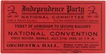 HISGEN & HEARST 1908 INDEPENDENCE PARTY PORTRAIT BUTTON & CONVENTION TICKET.