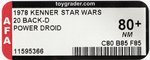 STAR WARS (1978) - POWER DROID 20 BACK-D (BOBA FETT OFFER) AFA 80+ NM.