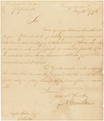 ALEXANDER HAMILTON 1793 SIGNED LETTER AS SECRETARY OF TREASURY.