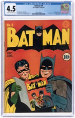 BATMAN #8 DECEMBER 1941-JANUARY 1942 CGC 4.5 VG+.