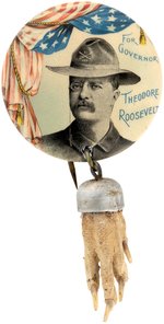 FOR GOVERNOR THEODORE ROOSEVELT ROUGH RIDER & RABBIT'S FOOT BUTTON HAKE #3184.