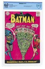 BATMAN #171 MAY 1965 CBCS 6.0 FINE (FIRST SILVER AGE RIDDLER).