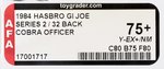 G.I. JOE (1984) - COBRA OFFICER SERIES 2/32 BACK AFA 75 Y-EX+/NM.