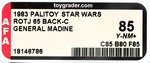 PALITOY STAR WARS: RETURN OF THE JEDI (1983) - GENERAL MADINE 65 BACK-C AFA 85 Y-NM+.