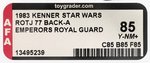 STAR WARS: RETURN OF THE JEDI (1983) - EMPEROR'S ROYAL GUARD 77 BACK-A AFA 85 Y-NM+.