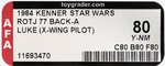 STAR WARS: RETURN OF THE JEDI (1984) - LUKE SKYWALKER (X-WING PILOT) 77 BACK-A AFA 80 Y-NM.