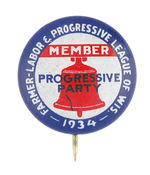 "PROGRESSIVE PARTY 1934 MEMBER" LITHO.