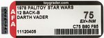 PALITOY STAR WARS (1978) - DARTH VADER 12 BACK-B AFA 75 EX+/NM.