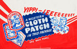 “POST’S GRAPE-NUTS FLAKES” WESTERN CLOTH PATCH PREMIUM PROTOTYPE ORIGINAL BOX ART.