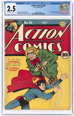 ACTION COMICS #64 SEPTEMBER 1943 CGC 2.5 GOOD+ (FIRST TOYMAN).