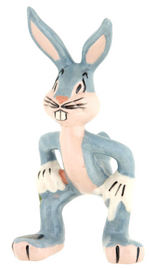 "BUGS BUNNY" 1940S GLAZED CERAMIC SHAW FIGURE W/LABEL.