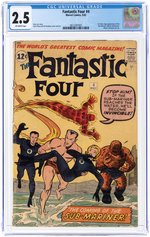 FANTASTIC FOUR #4 MAY 1962 CGC 2.5 GOOD+ (FIRST SILVER AGE SUB-MARINER).