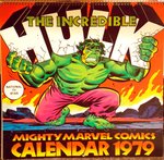 THE INCREDIBLE HULK MIGHTY MARVEL CALENDAR 1979 COLOR GUIDE FOR MARCH FEATURING THE AVENGERS.