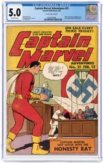 CAPTAIN MARVEL ADVENTURES #21 FEBRUARY 1943 CGC 5.0 VG/FINE.