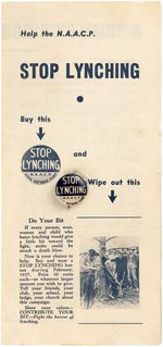 NAACP STOP LYNCHING CIVIL RIGHTS BUTTON & RARE PAMPHLET.