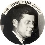 JFK BIG FOUR: I'M GONE FOR JOHN RARE 1960 KENNEDY PORTRAIT BUTTON.