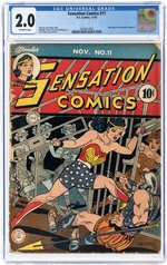 SENSATION COMICS #11 NOVEMBER 1942 CGC 2.0 GOOD.