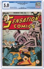 SENSATION COMICS #15 MARCH 1943 CGC 5.0 VG/FINE.