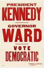 PRESIDENT KENNEDY GOVERNOR WARD SCARCE MASSACHUSETTS COATTAIL POSTER.