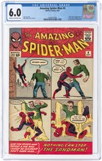 AMAZING SPIDER-MAN #4 SEPTEMBER 1963 CGC 6.0 FINE (FIRST SANDMAN).