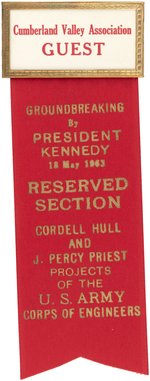 KENNEDY GROUNDBREAKING CUMBERLAND VALLEY, TN 1963 RIBBON.