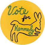 VOTE FOR KENNEDY CARTOON DONKEY UNIQUE HAND PAINTED 1960 CAMPAIGN BUTTON.