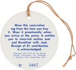 KENNEDY: I'M HAVING BREAKFAST WITH JACK GREEN BAY WISCONSIN CARDSTOCK BADGE.