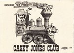 KENNEDY FOR PRESIDENT CASEY JONES CLUB 1960 RAILROAD CARDSTOCK BADGE.