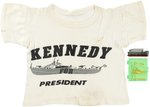 KENNEDY PT-109 1960 CAMPAIGN SHIRT, CANDY CONTAINER & LIGHTER TRIO.