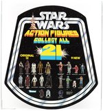 STAR WARS "COLLECT ALL 21" ACTION FIGURES (1979) BELL HANGER ADVERTISING STORE DISPLAY SIGN AFA 85 NM+ WITH ORIGINAL SLEEVE.