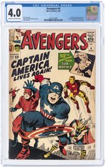 AVENGERS #4 MARCH 1964 CGC 4.0 VG (FIRST SILVER AGE CAPTAIN AMERICA).