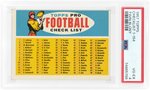 1957 TOPPS FOOTBALL CHECKLIST 1-154 TWIN BLONY PSA 4 VG-EX.