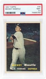 1957 TOPPS #95 MICKEY MANTLE (HOF) PSA 7.5 NM+.