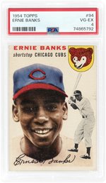 1954 TOPPS #94 ERNIE BANKS (HOF) ROOKIE CARD PSA 4 VG-EX.