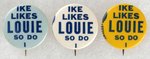 IKE LIKES LOUIE LEFKOWITZ SO DO I TRIO OF NEW YORK COATTAIL BUTTON VARIETIES.