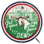 GET YOUR (ASS) OFF THE GRASS IT'S DEW(E)Y GRAPHIC & SCARCE BUTTON.