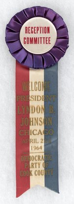 WELCOME PRESIDENT JOHNSON CHICAGO, IL 1964 EVENT BADGE.