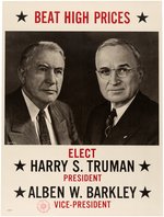 TRUMAN & BARKLEY BEAT HIGH PRICES 1948 JUGATE POSTER.