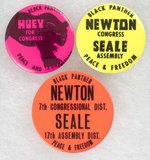 NEWTON & SEALE BLACK PANTHER PARTY 1968 CONGRESSIONAL & ASSEMBLY BUTTONS.