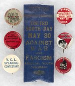 COMMUNST YOUTH COLLECTION OF SIX BUTTONS & RIBBON.