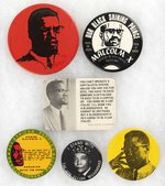 MALCOLM X CIVIL RIGHTS COLLECTION OF SIX BUTTONS.